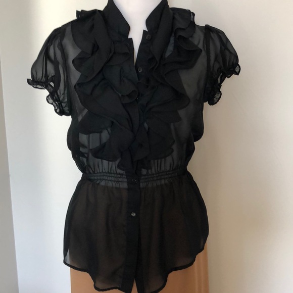 Romeo & Juliet Couture Tops - Romeo & Juliet Couture Black Ruffled Blouse